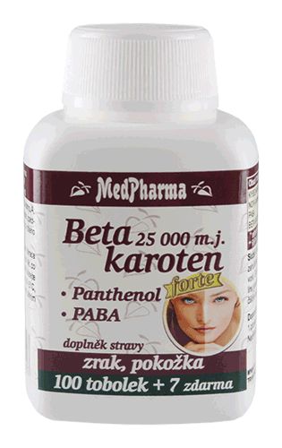 Medpharma Beta karoten 25 000 m.j. + Panthenol + PABA 107 tobolek
