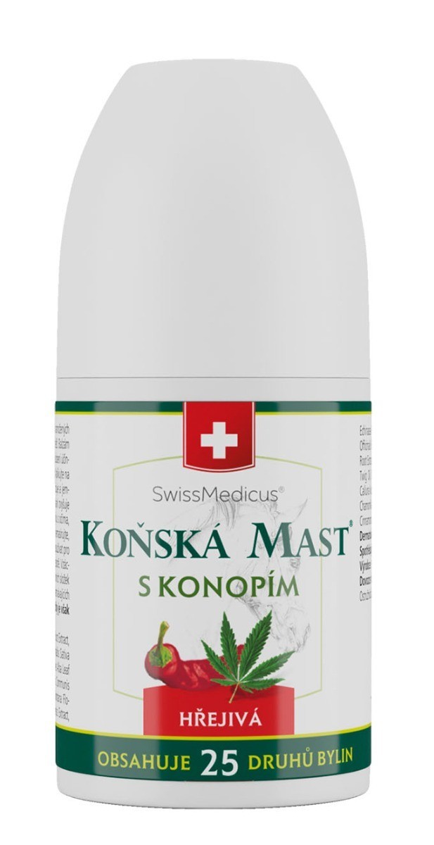 SwissMedicus Koňská mast s konopím hřejivá roll-on 90 ml