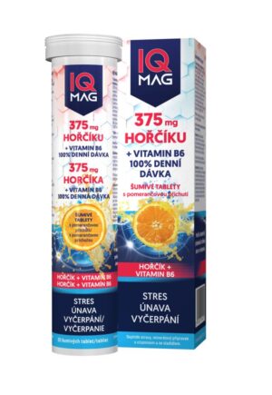 IQ Mag Hořčík 375 mg + B6 pomeranč 20 šumivých tablet